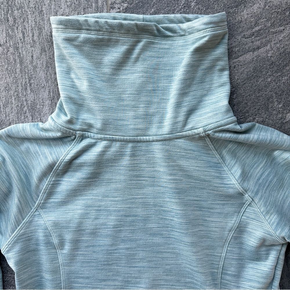 EUC Kyodan Pullover Heather Green Funnel Neck Thumbholes Zip Pockets Small - Picture 3 of 15